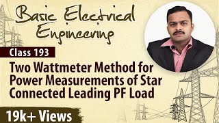 Two Wattmeter Method for Power Measurements Star Connected Leading PF Load [upl. by Nekial252]