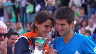 FUNNY Novak Djokovic impersonates Rafa Nadal  Rome 2009 trophy ceremony [upl. by Eetse]