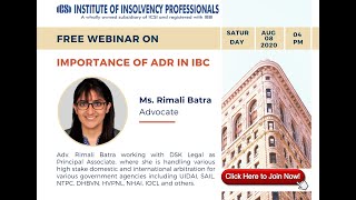 Webinar Importance of ADR in IBC [upl. by Cyndy]