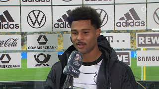 Serge Gnabry postmatch interview  Ukraine v Deutschland 101020 [upl. by Ahsets]