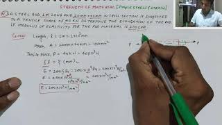 Lect2SOMUnitStress and StrainNumerical Determine the Elongation of the Rod Due to Tensile Force [upl. by Genesia]