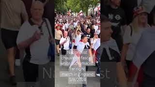 Nationalist chauvinist fascist white supremacist far right march in England 582024 source Tiktok [upl. by Benco]