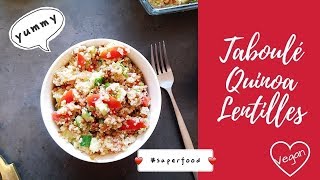 RECETTE VEGAN  Idée de lunch box  Taboulé quinoa lentilles [upl. by Eiroc]