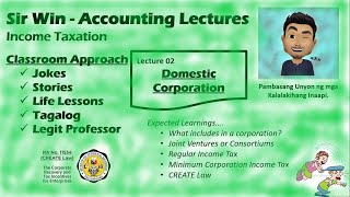 Lecture 02 Domestic Corporation Taxation for Corporation Income Taxation [upl. by Ornas]