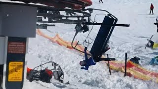 Watch OutOfControl Ski Lift Send People Flying [upl. by Ecnedac]