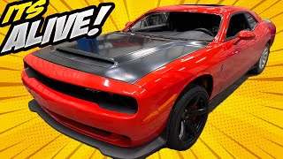 Building a Wrecked Dodge Challenger Hellcat  First Power Up [upl. by Letnahs]