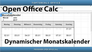 Dynamischen Monatskalender erstellen  Download OpenOffice Calc [upl. by Zakarias35]