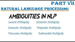 PART 7 Introduction to NLP Ambiguities English Lexical Syntactic Semantic PragmaticDiscourse [upl. by Sebastian]