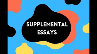 Supplemental Essays I US College Applications [upl. by Etty]