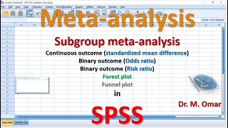 Subgroup meta analysis mean difference binary outcome odds risk ratio funnel forest plot in SPSS [upl. by Dorahs]