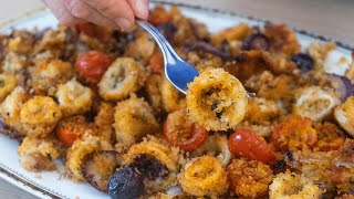 ANELLI DI CALAMARI AL FORNO 🦑alla Mediterranea 🦑 ricetta senza frittura senza grassi [upl. by Natsreik]