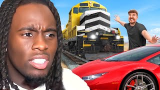 Kai Cenat Reacts to MrBeast Stop This Train Win a Lamborghini [upl. by Mitchell]