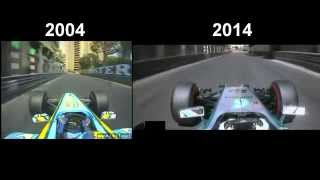 Monaco Onboard Pole Lap 2004 vs 2014 [upl. by Arza]