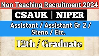 NIPER Recruitment 2024  CSAUK Recruitment 2024  Non Teaching Staff Recruitment 2024 [upl. by Anuahsar]