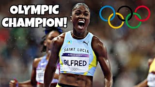 Julien Alfred Beats ShaCarri Richardson to win 100m Crown  Paris Olympics 2024 [upl. by Penelope]