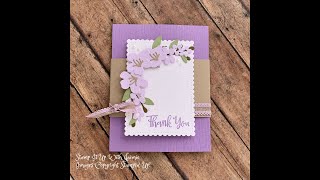 Stampin Up Cherry Blossoms Dies Card Tutorial [upl. by Nosyrb465]