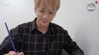 BANGTAN BOMB Concentrating on drawing JK  BTS 방탄소년단 [upl. by Ahsemal]