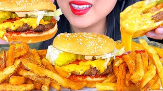 ASMR FIVE GUYS CHEESEBURGER amp CHEESY FRIES COMPILATION asmr mukbang food [upl. by Aneleve]