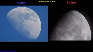 Live Moon February 14th 2019 amp Apparent Tilt In Axis After 4 Hours [upl. by Gnilyarg]