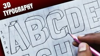 How To Write English Alphabets Letter in 3D Font  Typography Tutorial Tabrez Arts [upl. by Ahsahtan550]