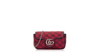 Gucci Canvas Matelasse GG Marmont Super Mini Shoulder Bag Red Blue [upl. by Ettedo545]