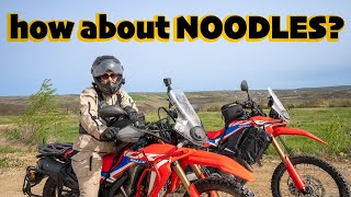 This one is about homemade noodles muddy trails and bike drops  Honda CRF300 Rally [upl. by Nicoli]