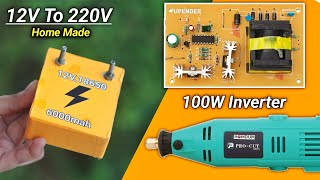 Homemade18650 Lithium ion battery with 12v battery  12V To 220v Ac inverter  100W Inverter at home [upl. by Roz888]