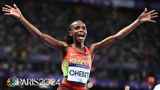 Beatrice Chebet adds a SECOND gold medal in Paris with 10000m victory  Paris Olympics  NBC Sports [upl. by Shedd]