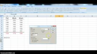 ANOVA test using MS Excel [upl. by Kcim]