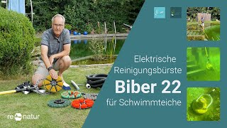 Effektive Reinigung mit der elektrischen Reinigungsbürste Biber 22  Schwimmteich amp Granittreppe [upl. by Adelice]