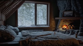 Wind and Crackling Fireplace in a Cozy Winter Hut  Cozy Ambience for Sleep Relax Study [upl. by Ahsinauq]