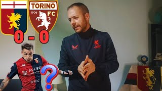 Genoa  Torino 00 DRAGUSIN LO RIMPIANGO IN ATTACCO PUNTO BUONO MA NON ABBIAMO MAI UN PIANO B [upl. by Juana]