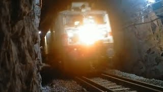 TRAIN CROSSING IN TUNNEL  HYDERABAD MUMBAI EXPRESS  INDIAN RAILWAYS [upl. by Mcclees]