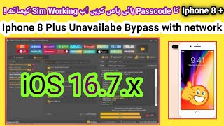 Iphone 8 plus unavailablepasscode bypass done by unlock tool with network iOS 167x  2024 [upl. by Tabb]