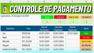 Como Fazer Planilha de Controle de Pagamento com Alerta de Vencimento no Excel [upl. by Krysta]