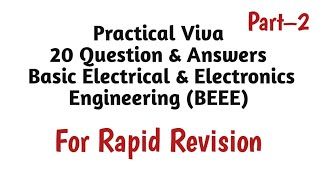 Practical Viva Questions amp Answers Basic Electrical amp Electronics Engineering  BEEE Viva [upl. by Colp828]