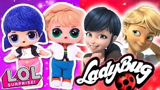 DIY MARINETTE amp ADRIEN from MIRACULOUS LADYBUG 🐞 makeover LOL SURPRISE DOLLS  Toy Transformations [upl. by Ellenej]