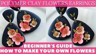 DIY POLYMER CLAY EARRINGS  CLAY EARRINGS TUTORIAL  HOW TO MAKE CLAY FLOWERS EARRINGS  3D FLOWERS [upl. by Varden6]