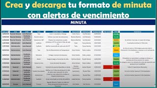 Formato y plantilla para Minuta en Excel paso a paso con secciones de seguimiento y resumen [upl. by Downes791]