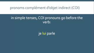 French Indirect Object Pronouns  les pronoms COI [upl. by Kaitlyn]