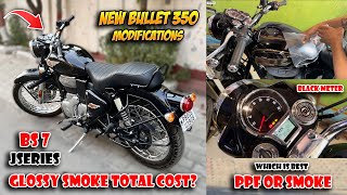 My New Bullet 350 Standard J Series Glossy Smoke Lamination Total Cost PPF ₹10000 SMOKE Cost [upl. by Mercorr303]