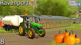 Building GREENHOUSES for PUMPKINS  Ravenport  Ep 8 farmingsimulator22 timelapse [upl. by Lynett]