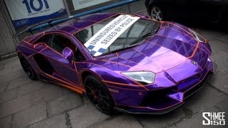 SEIZED PurpleChrome Lamborghini Aventador in London [upl. by Haily]