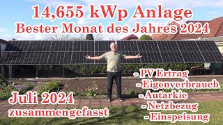 PV Auswertung Juli 2024  14 kWp PV  10 kWh Akku [upl. by Sadonia]