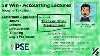 Lecture 03 Capital Gains Tax on Stock Transactions Dealings in Property Income Taxation [upl. by Acimaj227]