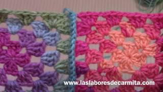 Crochet como unir con relieve cuadrados de crochet para mantas grannies crochet o ropa [upl. by Jerroll]