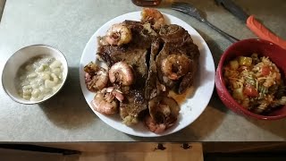 cooking steaks shrimp pasta salad steak shrimp pasta [upl. by Enyehc]