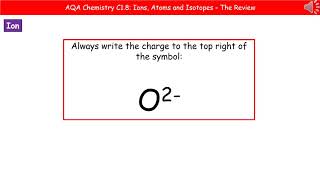 AQA Chemistry C18  Ions atoms and isotopes [upl. by Frieder]