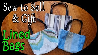 How to Sew to Sell amp Gift Lined Tote Shopping Bags FREE Beginner Tutorial Sustainable Fabric Sewing [upl. by Ydnis]