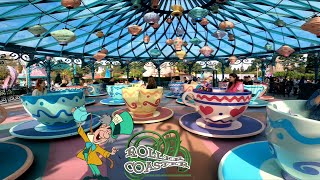 Mad Hatters Tea Cups Disneyland Paris On Ride Fantasyland [upl. by Rifkin499]